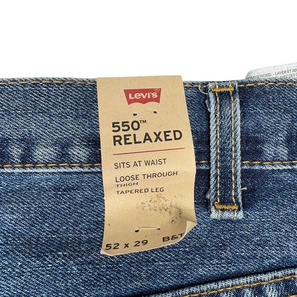 Levis 550 Mens Jeans 52x29 Relaxed Fit Tapered Leg Medium Wash Denim NWT - Picture 9 of 10